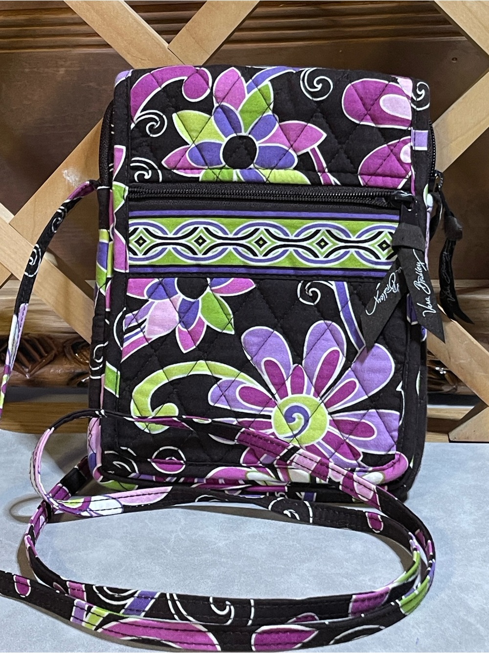 Vera Bradley “Java Blue” Signature Quilted Cotton Crossbody Multi Pockets